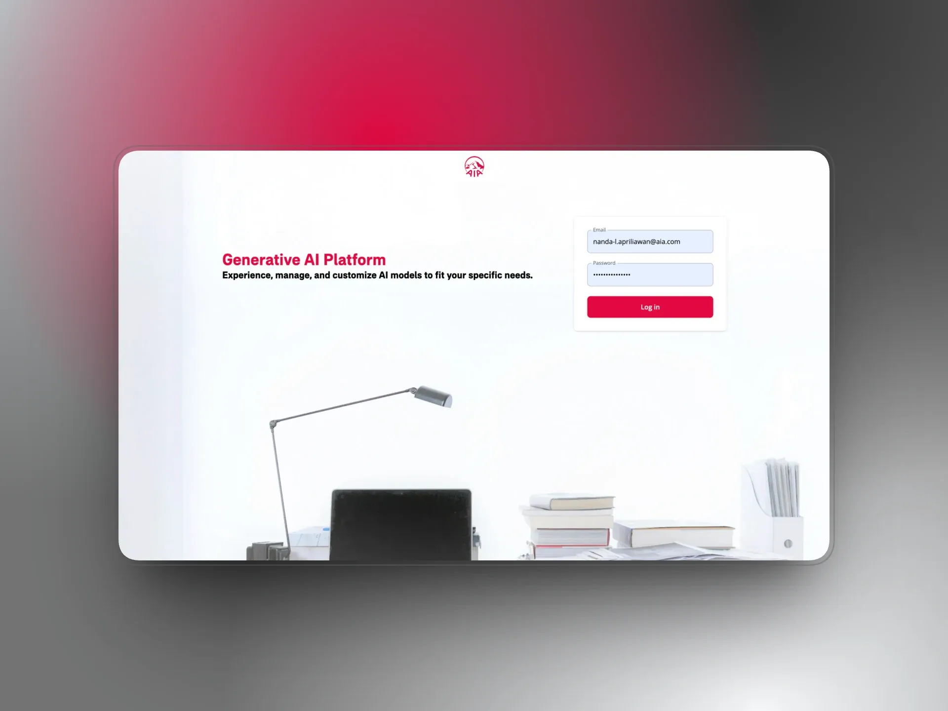 AIA Generative AI Platform login screen